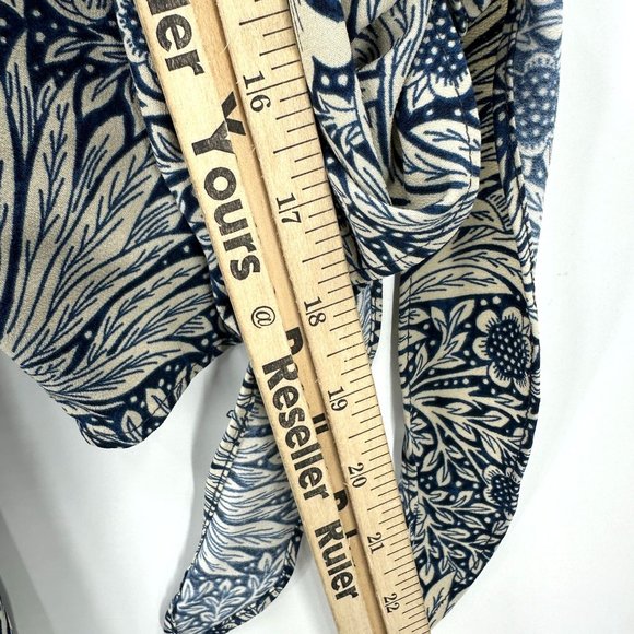 Morris & Co X H&M Dress Womens 3/4 Sleeve Tunic Floral Round Neck Blue Cream 4 - Picture 8 of 11